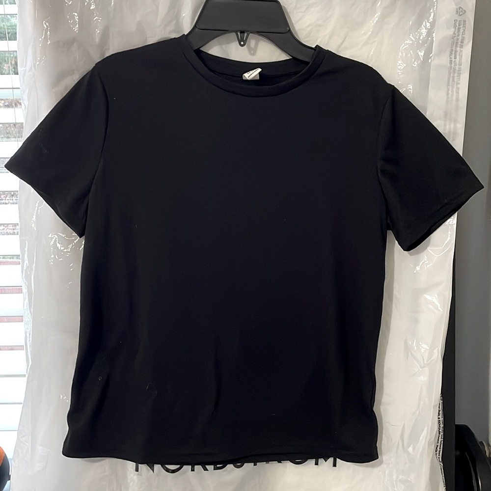 SHEIN brand unisex black & white ‘positive’ tee size youth boys 8-10 (M) w/ rose